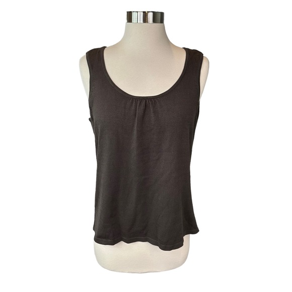 Talbots Mercerized Cotton Stretch Tank Top Womens Blouse Sleeveless Brown Large - Picture 1 of 10